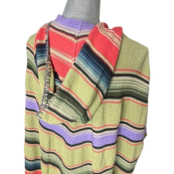 Anthropologie Moth Calexico Hooded Striped Poncho Sz XS - Picture 8 of 15